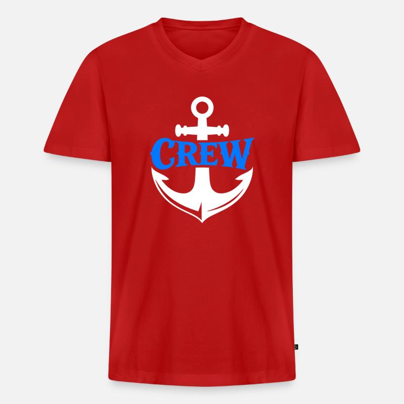 Blauer Anker Crew Logo - Männer Premium Bio T-Shirt mit V-Ausschnitt - Rot