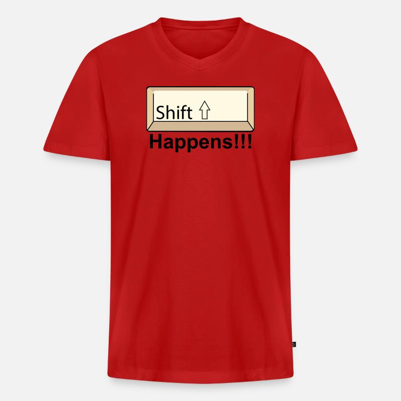 Shift Key Minimal Keyboard Design - Männer Premium Bio T-Shirt mit V-Ausschnitt - Rot