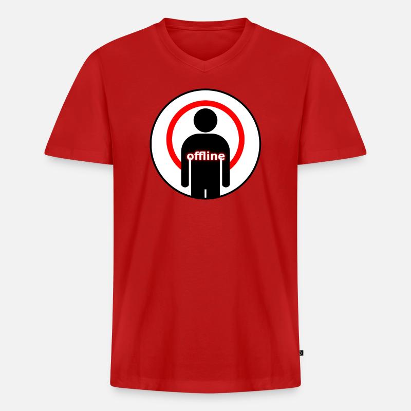 Offline Mode Introvert Signal Lost - Männer Premium Bio T-Shirt mit V-Ausschnitt - Rot