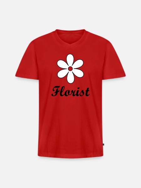 Artisan fleuriste logo floral épuré - T-shirt encolure en V Premium bio Homme - rouge