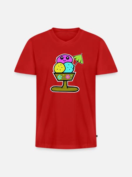 Bunter Eisbecher Eiscreme Eiskreme Eis - Men's Premium Organic T-shirt with V-neck - red