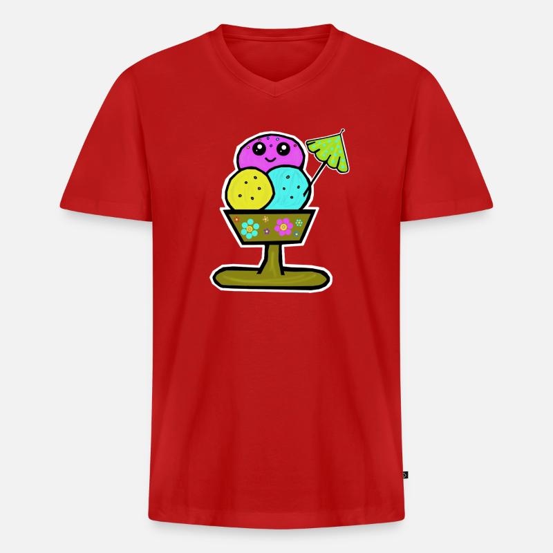 Bunter Eisbecher Eiscreme Eiskreme Eis - Men's Premium Organic T-shirt with V-neck - red