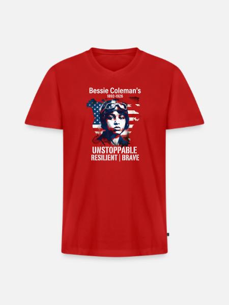 Bessie Coleman Modig flygpionjär - Ekologisk premium-T-shirt med V-ringning herr - röd