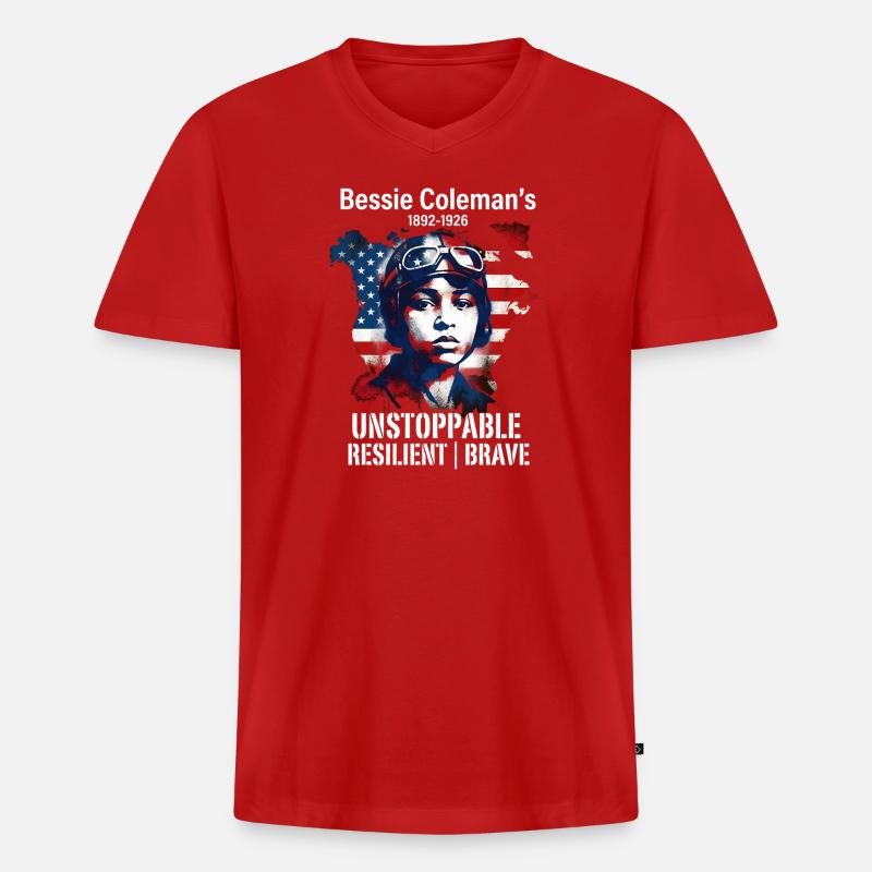 Bessie Coleman Mutig Luftfahrtpionierin - Männer Premium Bio T-Shirt mit V-Ausschnitt - Rot