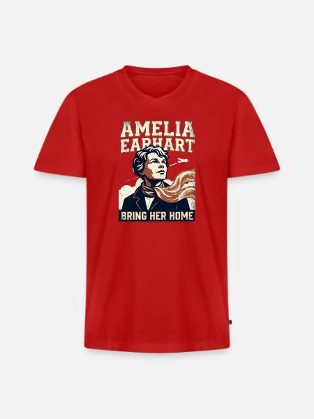 Amelia Earhart – Bring Her Home - Men's Premium Organic T-shirt with V-neck - red