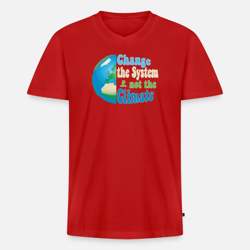 Change the system, not the climate - Männer Premium Bio T-Shirt mit V-Ausschnitt - Rot