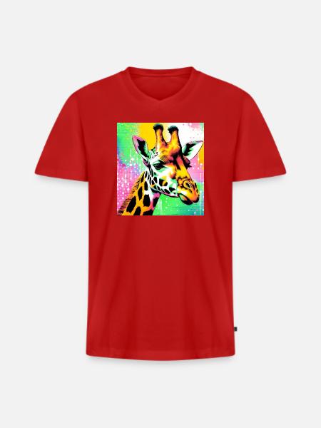 giraffe - Men's Premium Organic T-shirt with V-neck - red