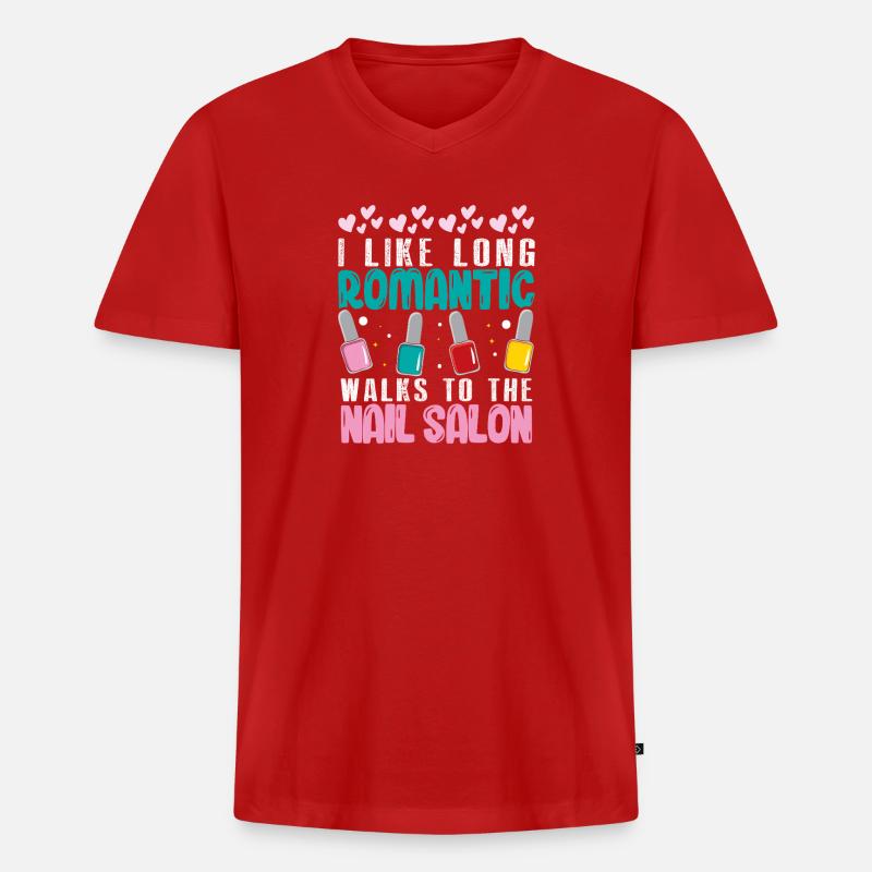 Nageldesigner Nageldesignerin Kosmetik Nagelstudio - Männer Premium Bio T-Shirt mit V-Ausschnitt - Rot