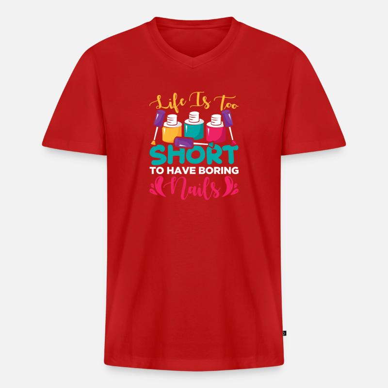 Nageldesigner Nageldesignerin Kosmetik Nagelstudio - Männer Premium Bio T-Shirt mit V-Ausschnitt - Rot