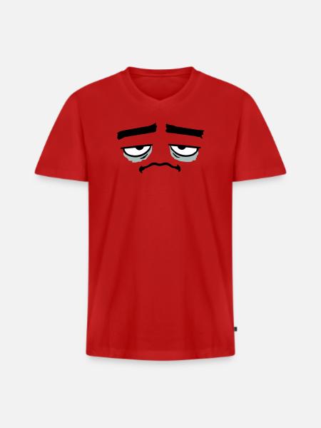 Grumpy sad disappointed face funny - Men's Premium Organic T-shirt with V-neck - red
