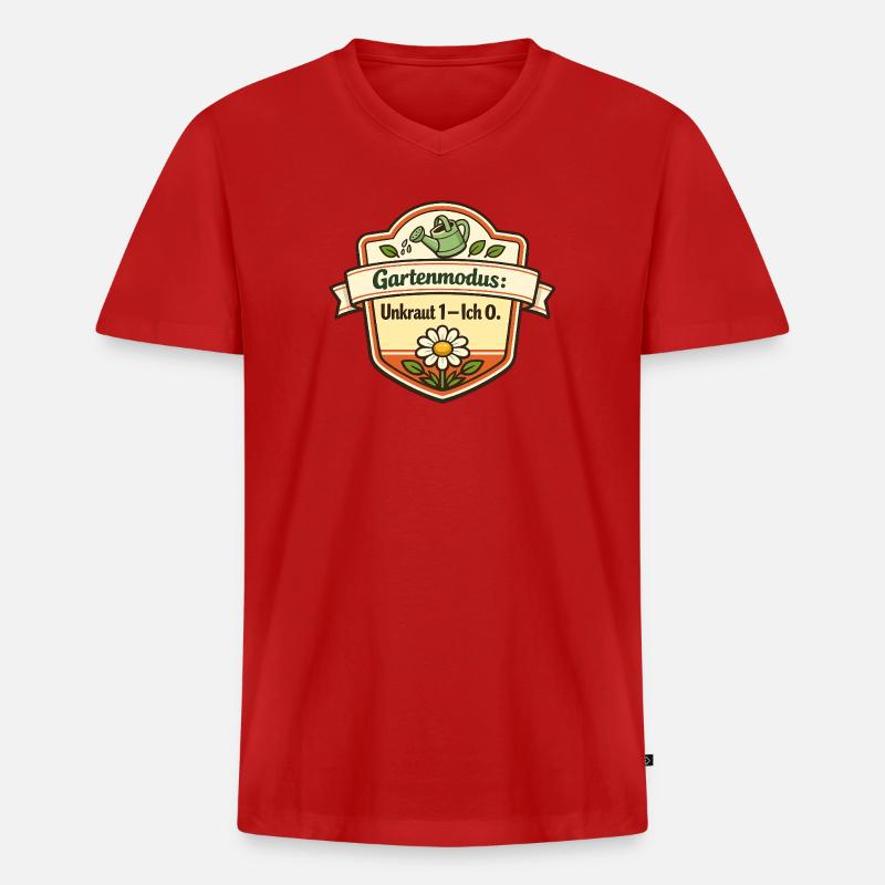 Gartenmodus Unkraut 1–Ich 0 - Männer Premium Bio T-Shirt mit V-Ausschnitt - Rot