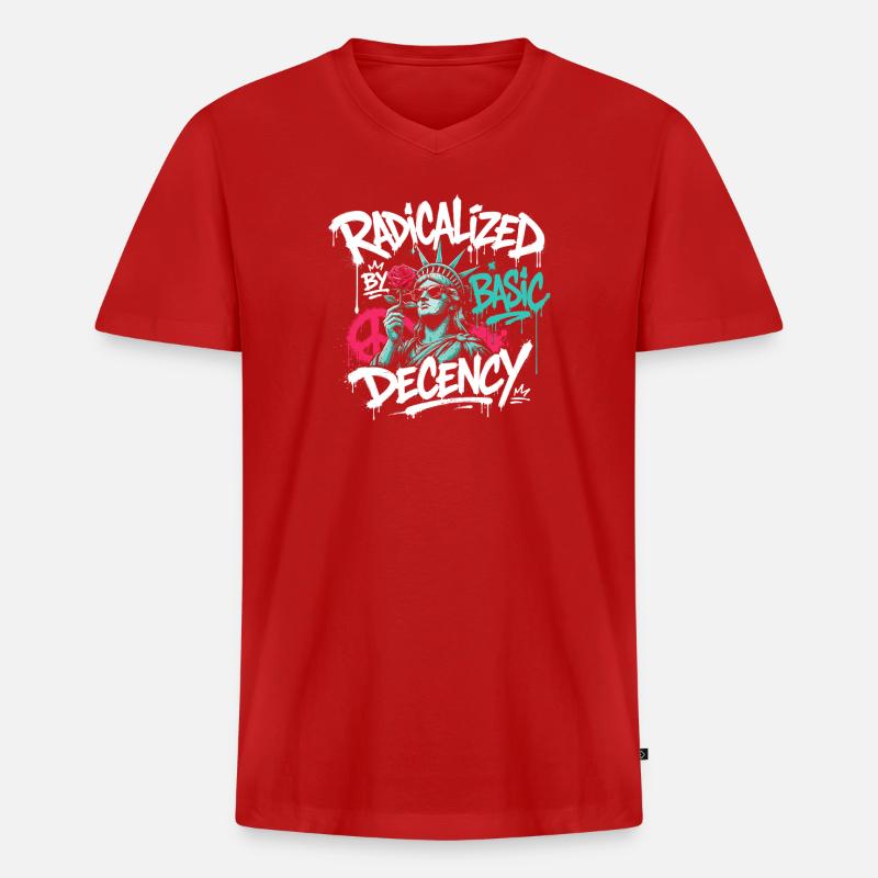 Radikalisierte Basic Decency Graffiti - Männer Premium Bio T-Shirt mit V-Ausschnitt - Rot