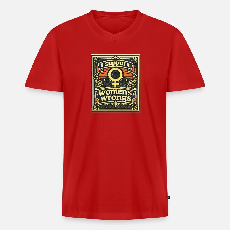 Support Women's Rights Emblem - Männer Premium Bio T-Shirt mit V-Ausschnitt - Rot