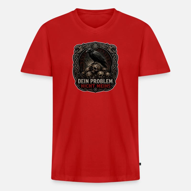 Dein Problem Nicht Meins Gothic Patch - Männer Premium Bio T-Shirt mit V-Ausschnitt - Rot