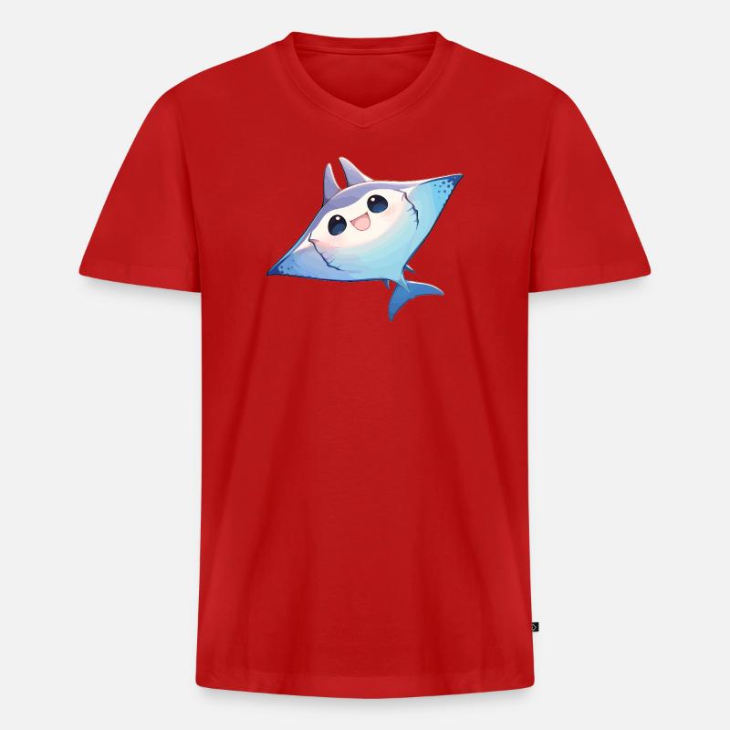 Rochen Mantarochen - Männer Premium Bio T-Shirt mit V-Ausschnitt - Rot