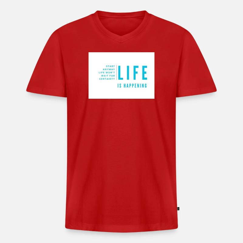 Das Leben passiert einfach - Männer Premium Bio T-Shirt mit V-Ausschnitt - Rot