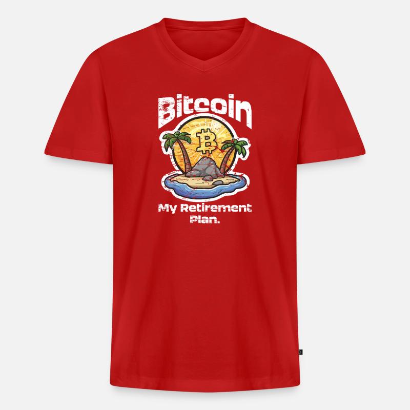 Plan Bitcoin - Männer Premium Bio T-Shirt mit V-Ausschnitt - Rot