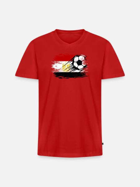 Ägypten Flagge Fußball - Männer Premium Bio T-Shirt mit V-Ausschnitt - Rot