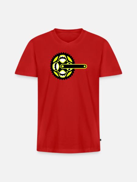 Bicycle Chainring Icon - Men's Premium Organic T-shirt with V-neck - red