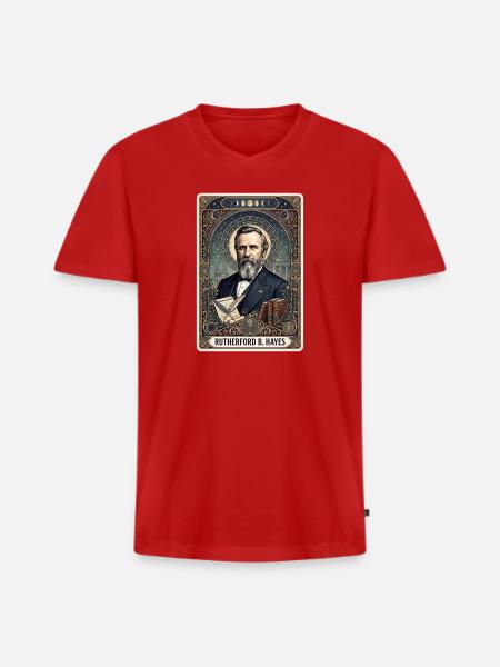 Rutherford B. Hayes Tarot Card - Men's Premium Organic T-shirt with V-neck - red