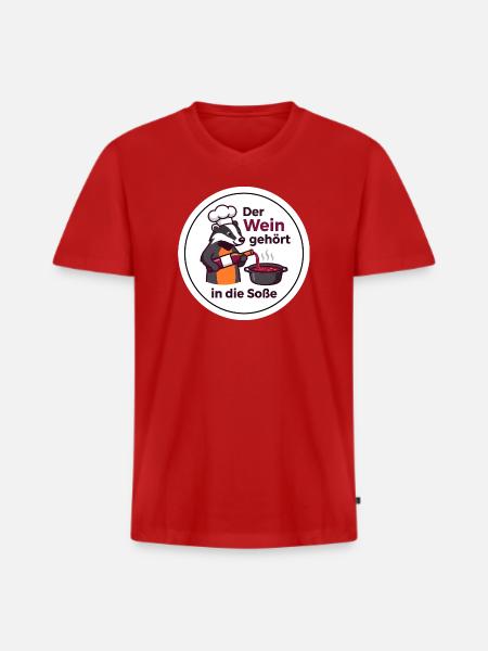Bester Soßen-Koch Dachs Gourmet T-Shirt - Männer Premium Bio T-Shirt mit V-Ausschnitt - Rot