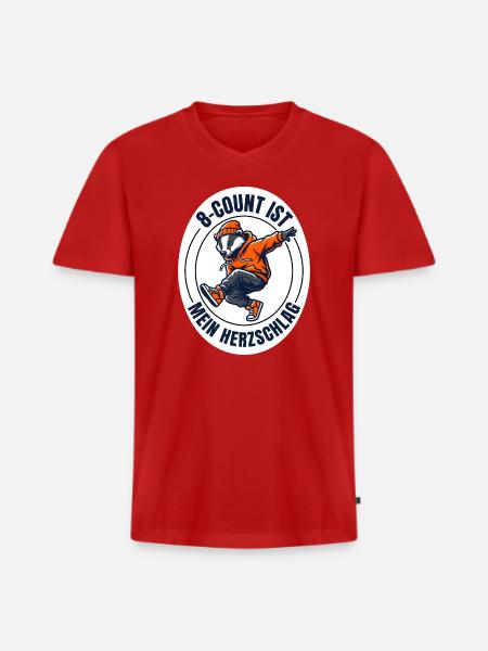 Breakdance B-Boy HipHop 8-Count Shirt - Männer Premium Bio T-Shirt mit V-Ausschnitt - Rot
