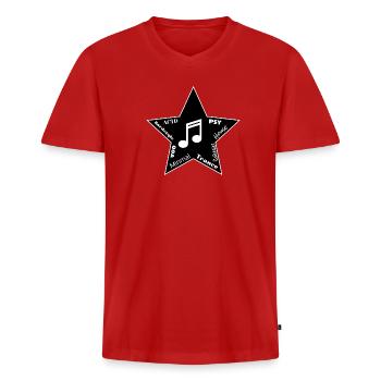 Musikgenres Stern: Acid bis Trance - Männer Premium Bio T-Shirt mit V-Ausschnitt - Rot - Vorne - Nico (187cm)