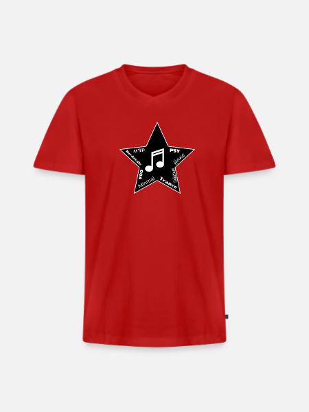 Musikgenres Stern: Acid bis Trance - Männer Premium Bio T-Shirt mit V-Ausschnitt - Rot
