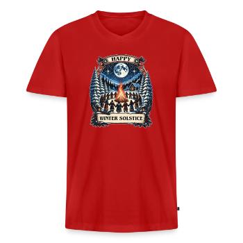 Frohes Weihnachtsfest zur Wintersonnenwende Wicca-Festival - Männer Premium Bio T-Shirt mit V-Ausschnitt - Rot - Vorne - Nico (187cm)
