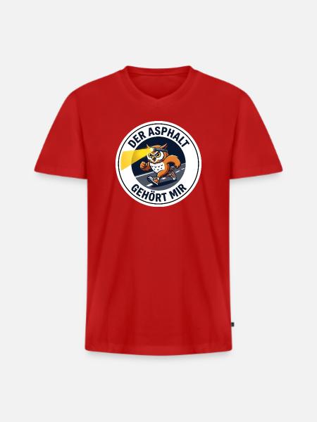 Frühaufsteher Läufer-Design Stirnlampe Eule - Männer Premium Bio T-Shirt mit V-Ausschnitt - Rot