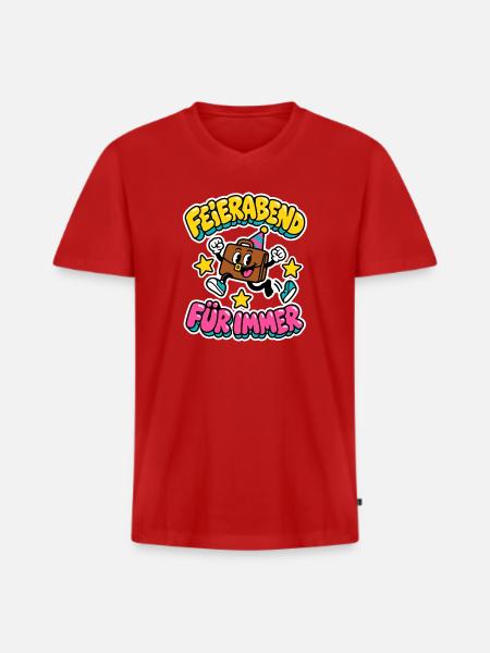Feierabend für immer - Aktentasche Rente - Männer Premium Bio T-Shirt mit V-Ausschnitt - Rot