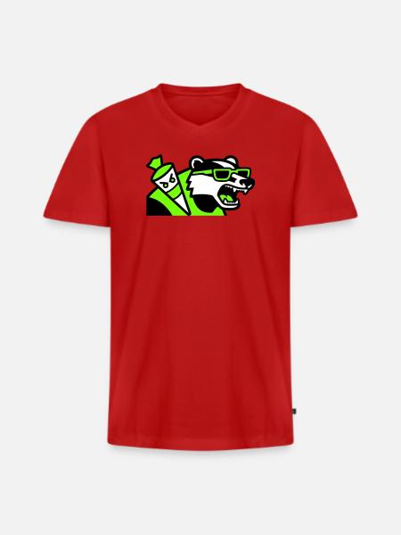 Badger Schoolbag Mascot - Men's Premium Organic T-shirt with V-neck - red