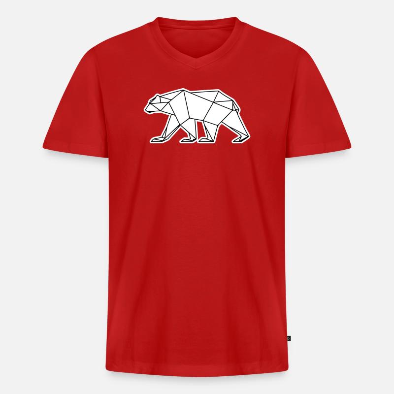 Polar Bär Polygon Eisbär Symbol - Männer Premium Bio T-Shirt mit V-Ausschnitt - Rot