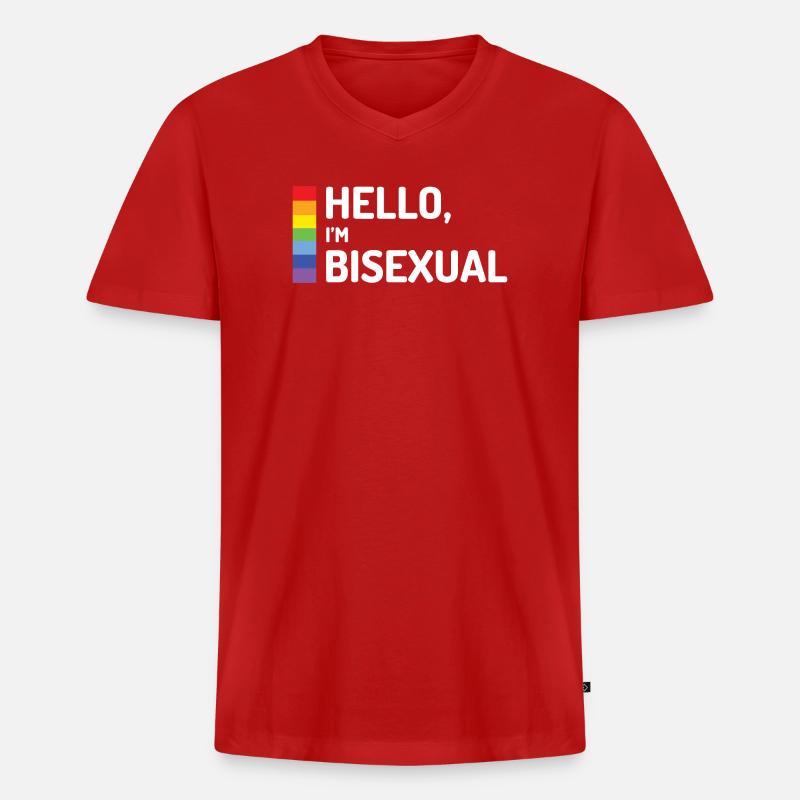 Hallo, ich bin bisexuell - Männer Premium Bio T-Shirt mit V-Ausschnitt - Rot
