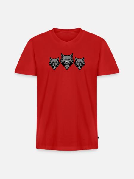 Meute d’équipe de loups - T-shirt encolure en V Premium bio Homme - rouge