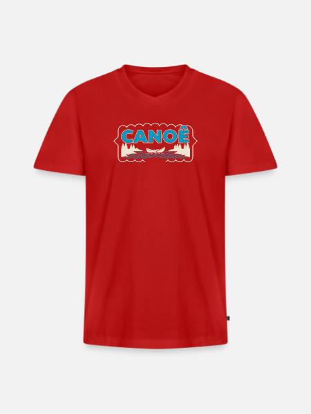 Canoeing on Sylvester Lake - Men's Premium Organic T-shirt with V-neck - red