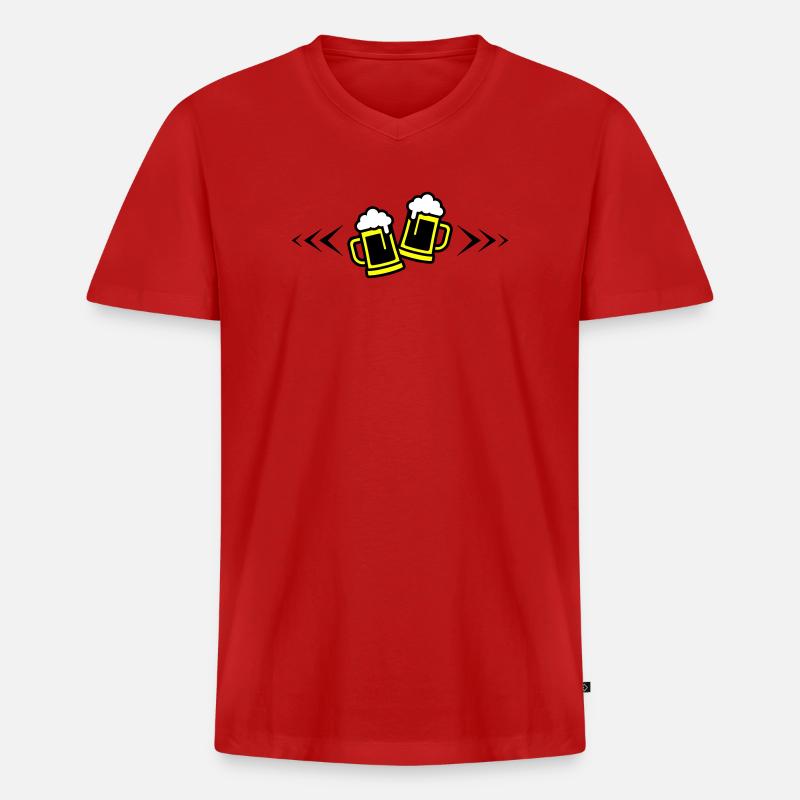 Bier Anstoßen Symbol Bierkrug - Männer Premium Bio T-Shirt mit V-Ausschnitt - Rot