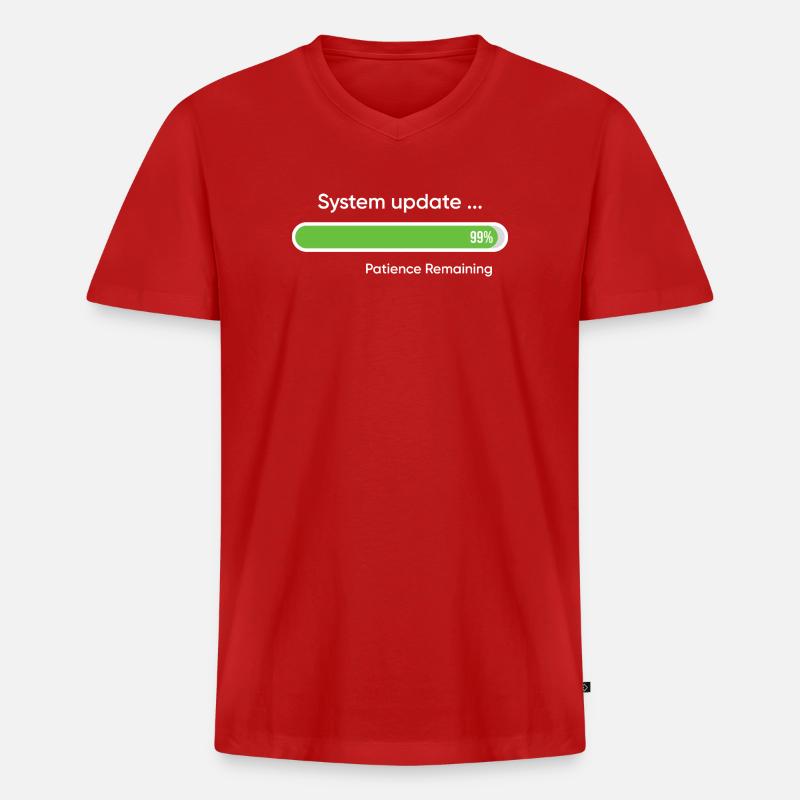 System-Update 99% verbleibende Geduld - Männer Premium Bio T-Shirt mit V-Ausschnitt - Rot