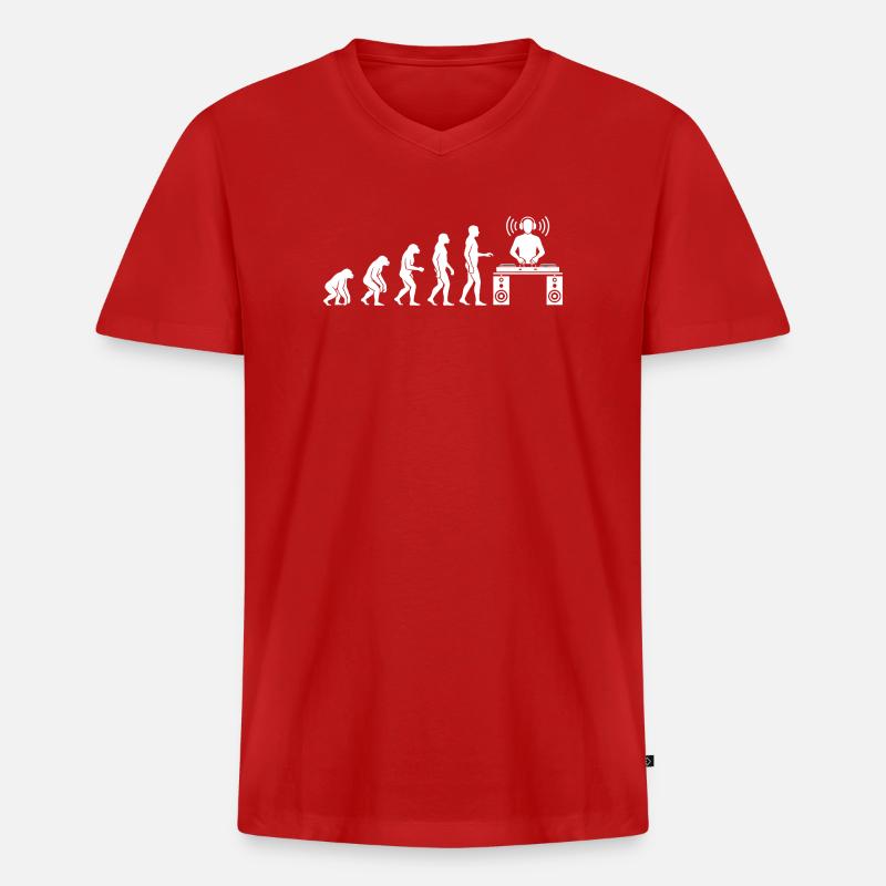 Evolution der Beats: DJ-Frontier - Männer Premium Bio T-Shirt mit V-Ausschnitt - Rot