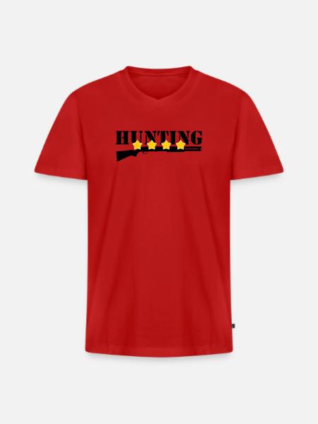 Chasse - Chasseur - T-shirt encolure en V Premium bio Homme - rouge