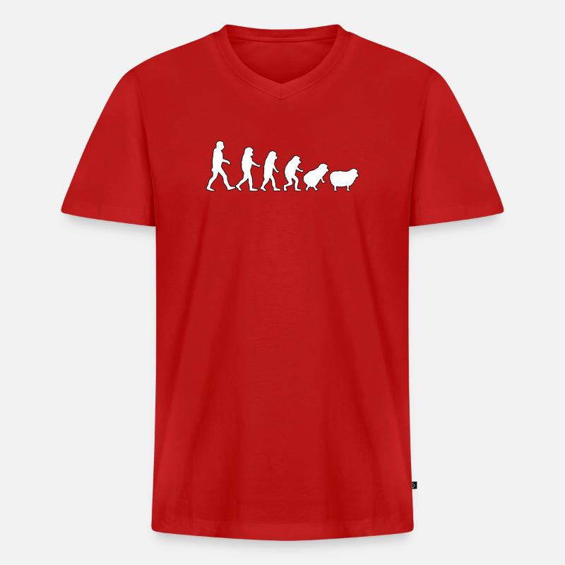 Evolution to Sheep: Herd Mindset - Men's Premium Organic T-shirt with V-neck - red