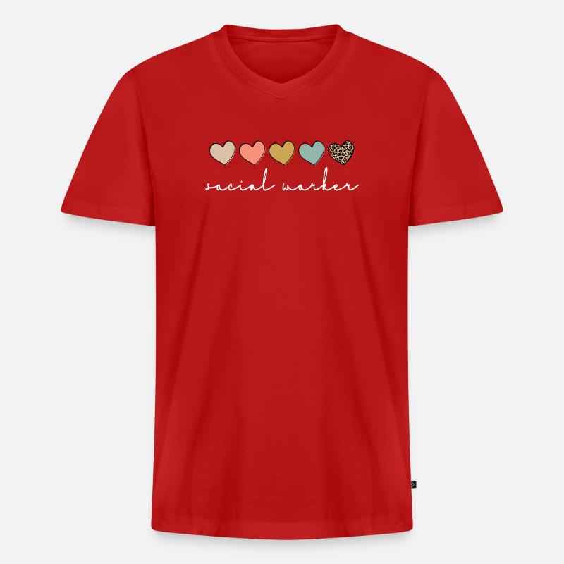 Herzliches Sozialarbeiter-Skript - Männer Premium Bio T-Shirt mit V-Ausschnitt - Rot
