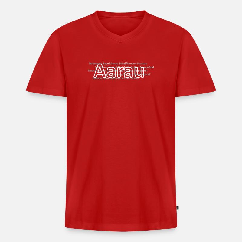 Schweizer Städte Aarau - Männer Premium Bio T-Shirt mit V-Ausschnitt - Rot
