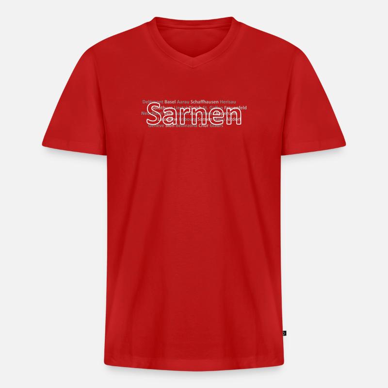 Schweizer Städte Sarnen - Männer Premium Bio T-Shirt mit V-Ausschnitt - Rot