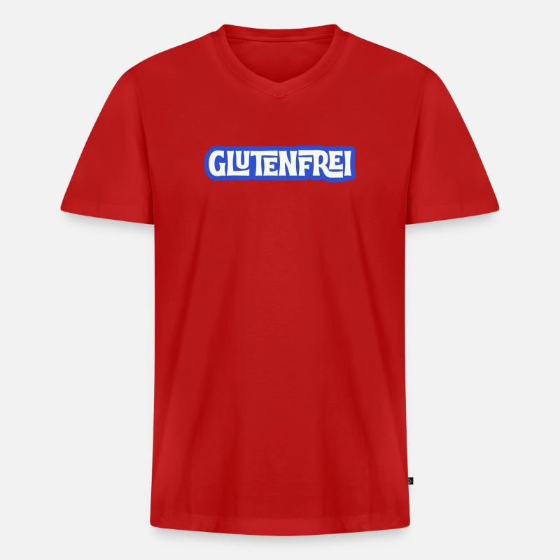 Glutenfrei Logo Blau Statement - Männer Premium Bio T-Shirt mit V-Ausschnitt - Rot