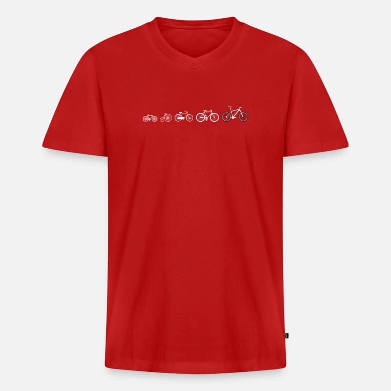 Evolutionsentwicklung des Radfahrens - Männer Premium Bio T-Shirt mit V-Ausschnitt - Rot