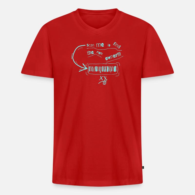 Finden Sie den Barcode des Eigentümers - Männer Premium Bio T-Shirt mit V-Ausschnitt - Rot
