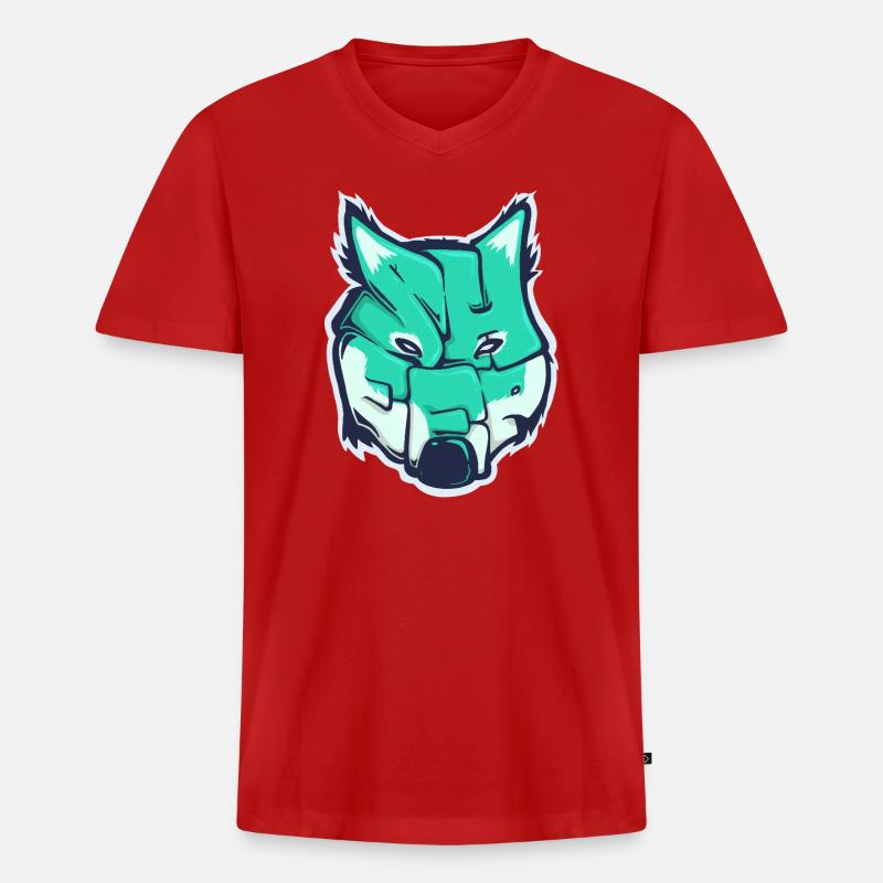 Wolf-Schaf, ein gezogenes Wort - Männer Premium Bio T-Shirt mit V-Ausschnitt - Rot