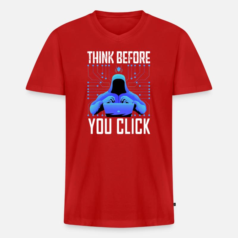 Hacker-Hacker-Hacker-Programmierer Linux Cybersicherheitsdaten - Männer Premium Bio T-Shirt mit V-Ausschnitt - Rot