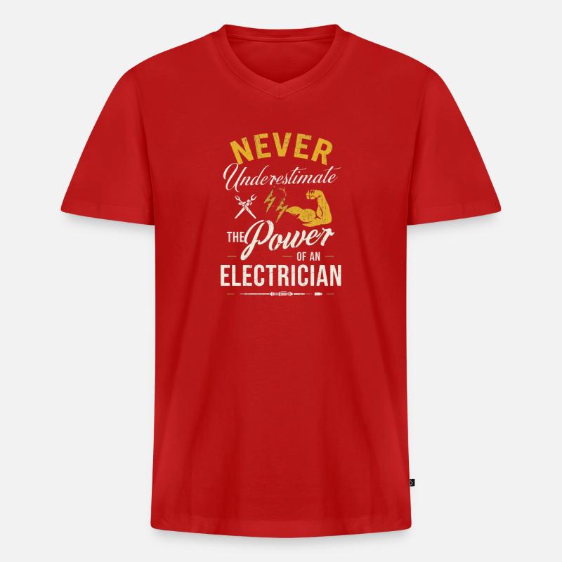 Die Leistung eines Elektrikers - Männer Premium Bio T-Shirt mit V-Ausschnitt - Rot